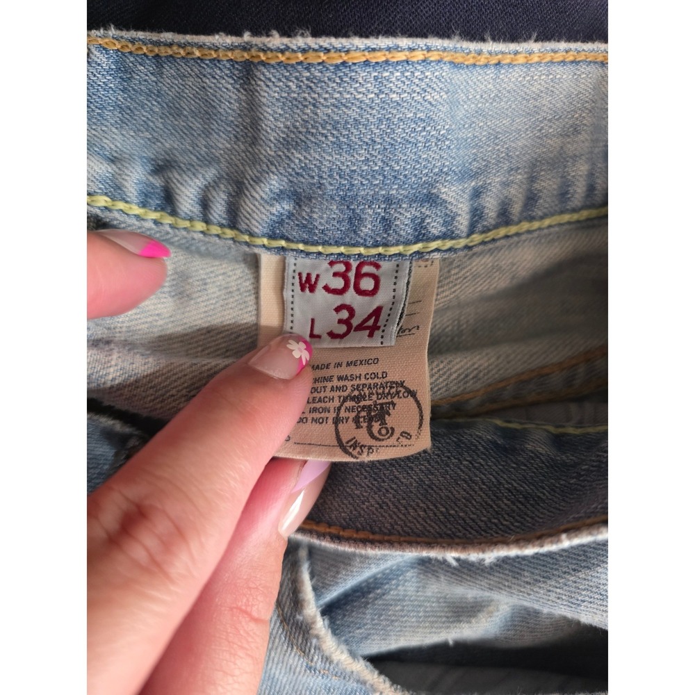 Vintage 2000s Y2K Abercrombie & Fitch Distressed Bootcut Jeans Light Wash 36x34 - Picture 8 of 9